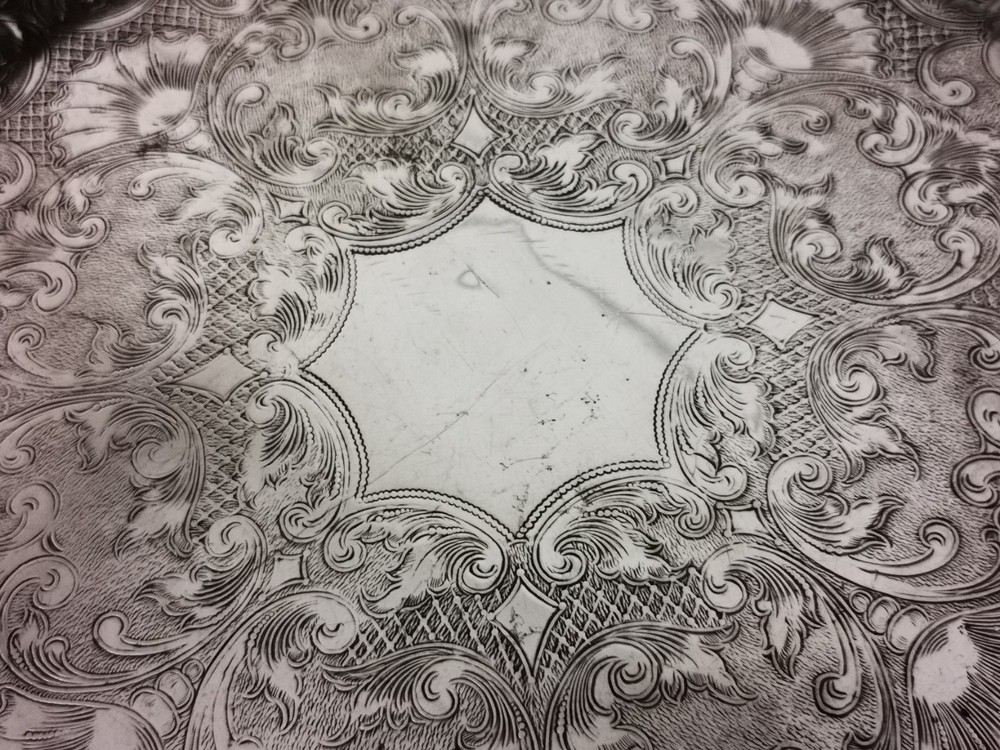 Antique Silver Plated Gallery Tray - 35.5cms.
