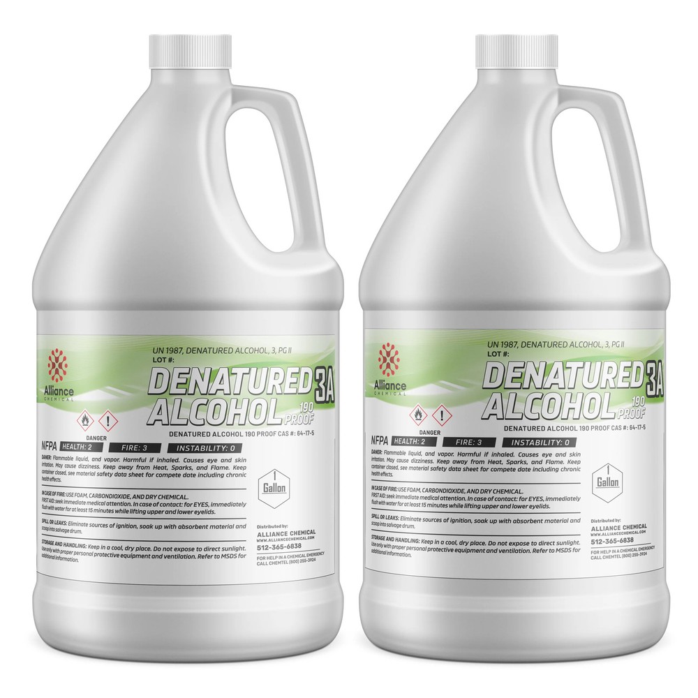 Denatured Alcohol 190 Proof 3A - 2 Gallons