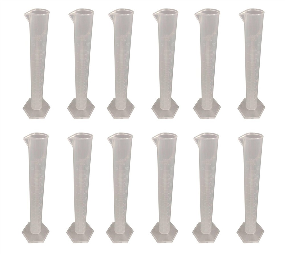 Bulk Graduated Cylinders, Polypropylene Plastic, 100ml, Pack of 12