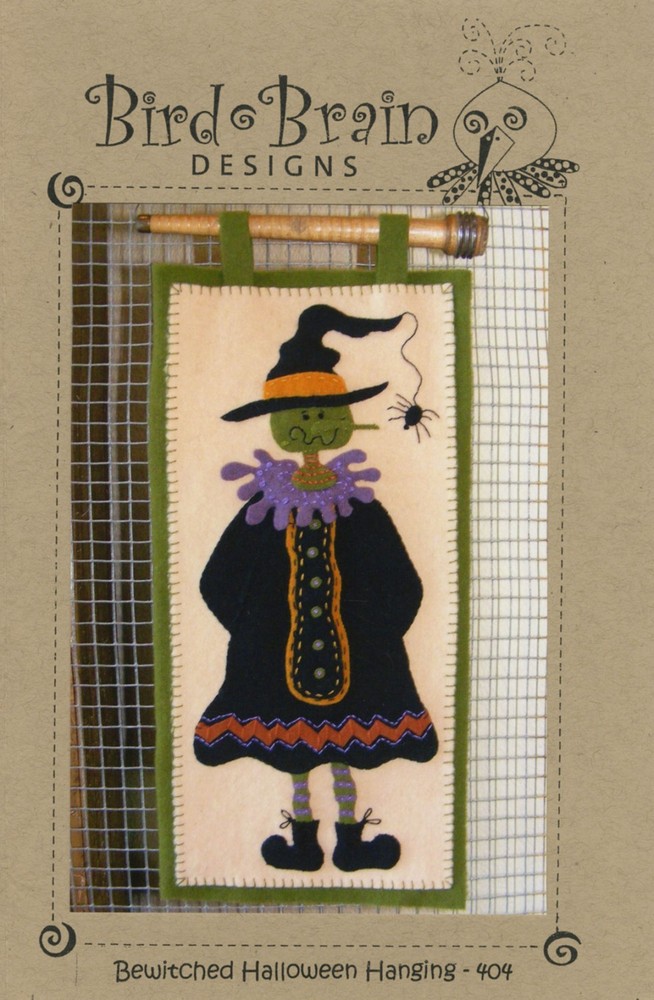 BIRD BRAIN DESIGN - BEWITCHED HALLOWEEN HANGING WOOL APPLIQUÉ PATTERN