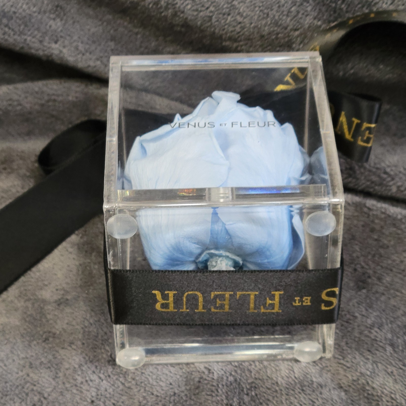 Baby Blue Venus Et Fleur Eternity Rose With Acrylic Storage Box And Note