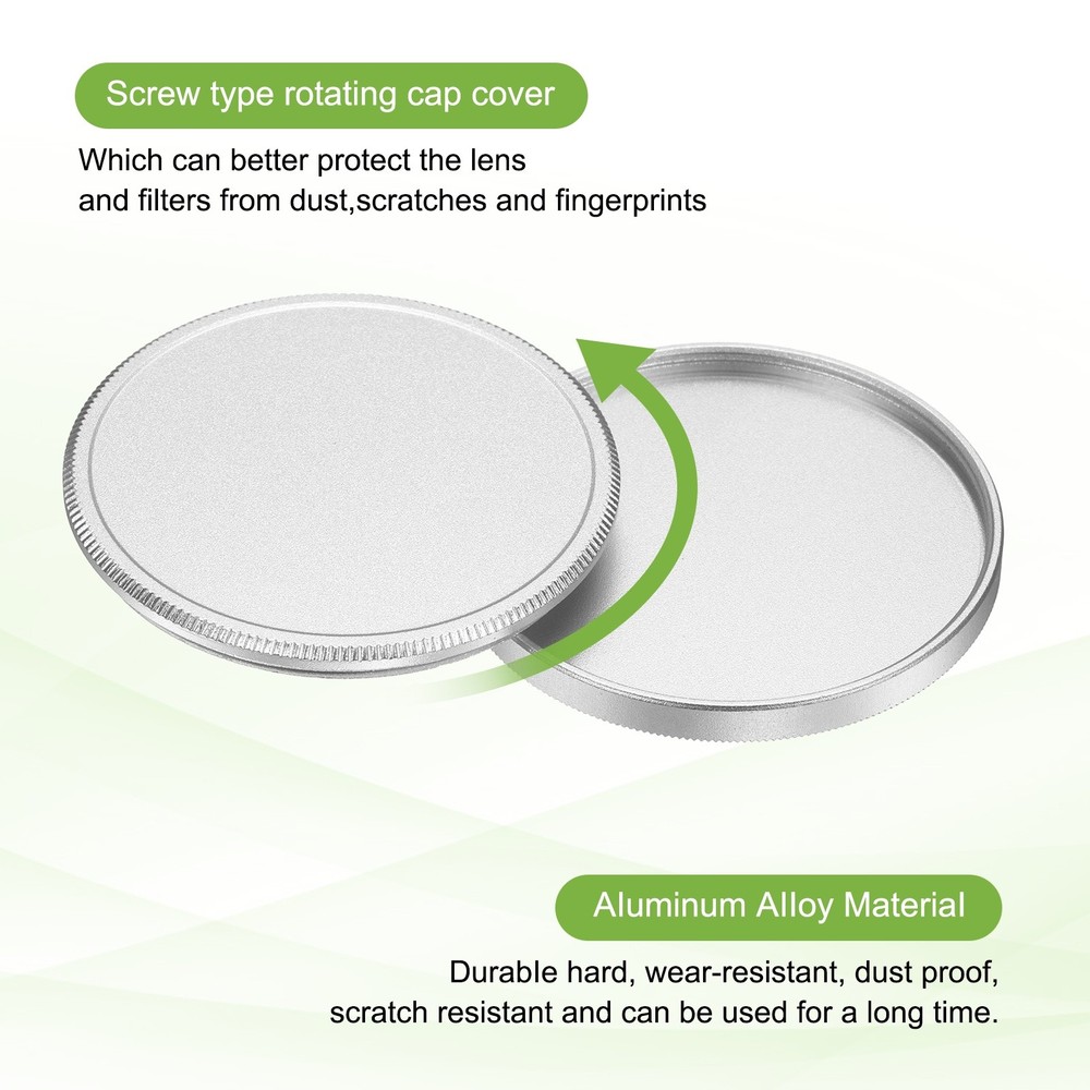 43mm Metal Lens Cap Universal Lens Filter Stack Cap Slim Stack Silver