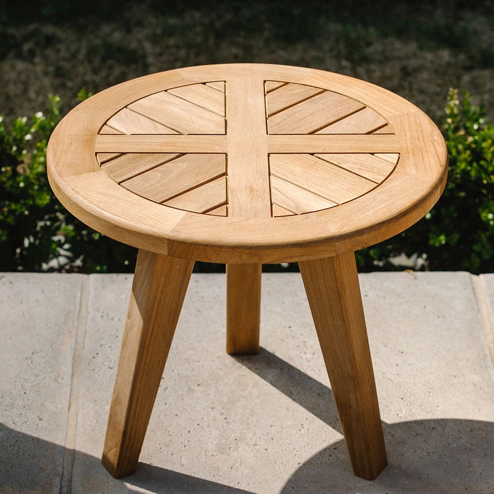 Ash & Ember Grade A Teak Round End Table, 19.7" Diameter, Accent Side Table