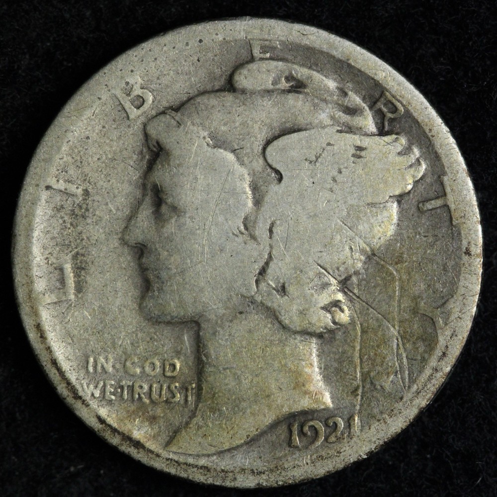 1921 Mercury Silver Dime E384 VKCE