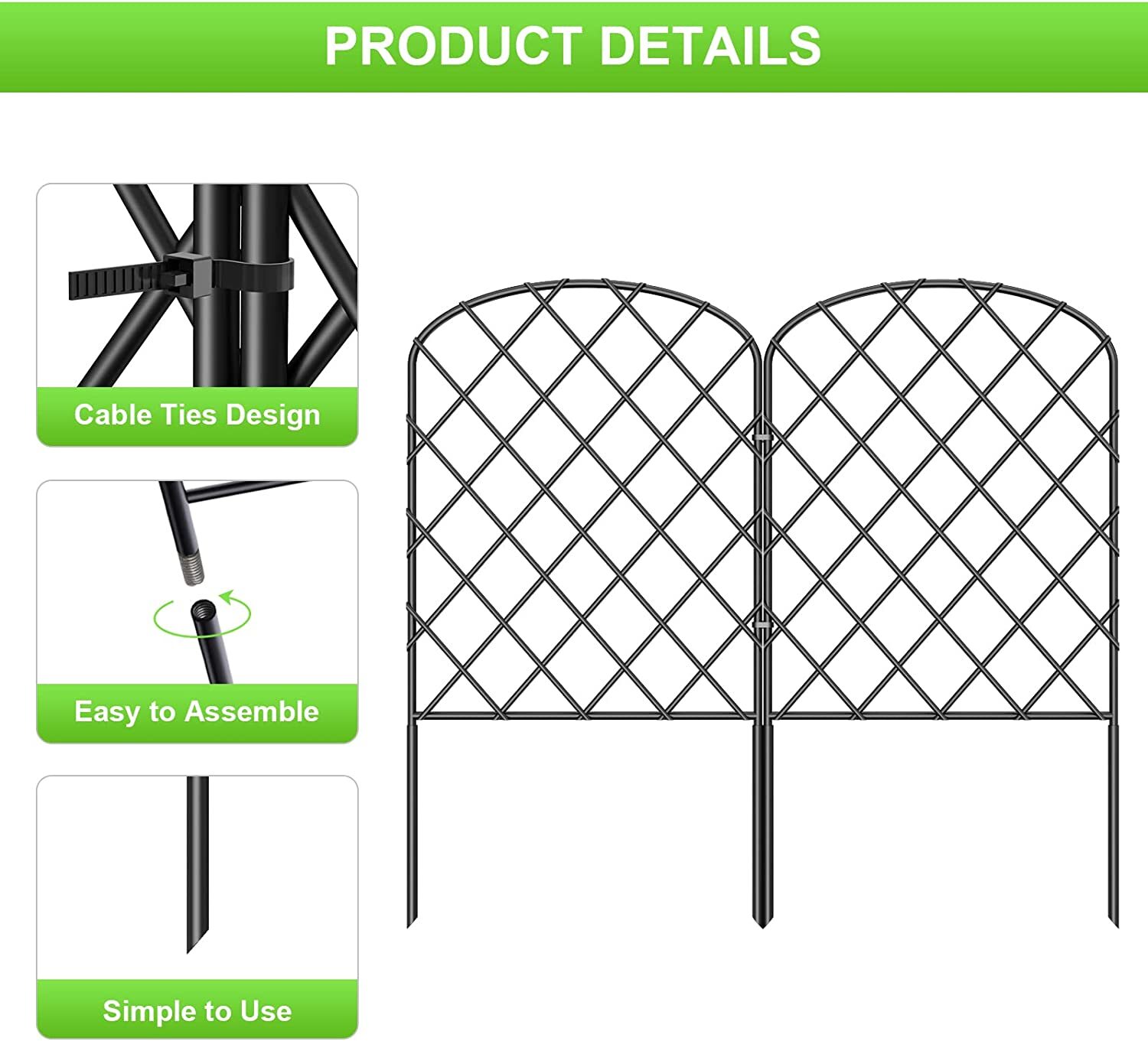 10 Pack Garden Fence Underground Animal Barrier Border Yard Fence Panel Decor