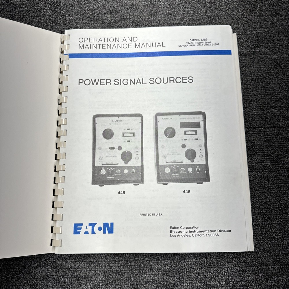 Eaton Ailtech 445 & 446 Power Signal Sources Operation Maintenance Manual