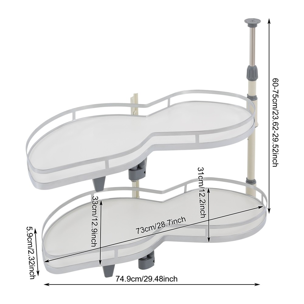 2 Tier Swing Tray Left Blind Corner Kitchen Cabinet Pull Out Kitchen Organizer