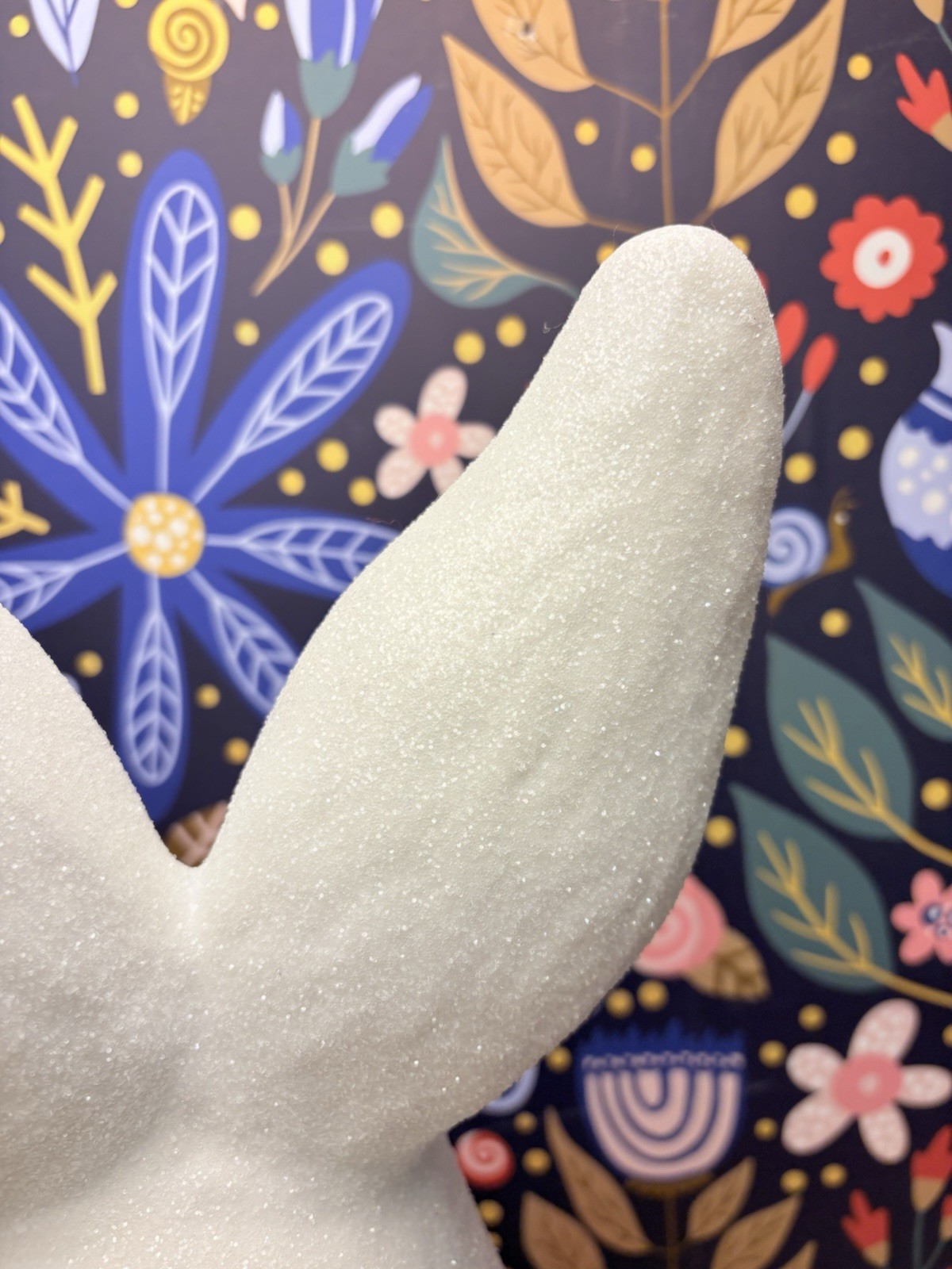 Large 25” Blow Mold Bunny Rabbit W/ Velvet Lavender Ribbon And Glitter Coating