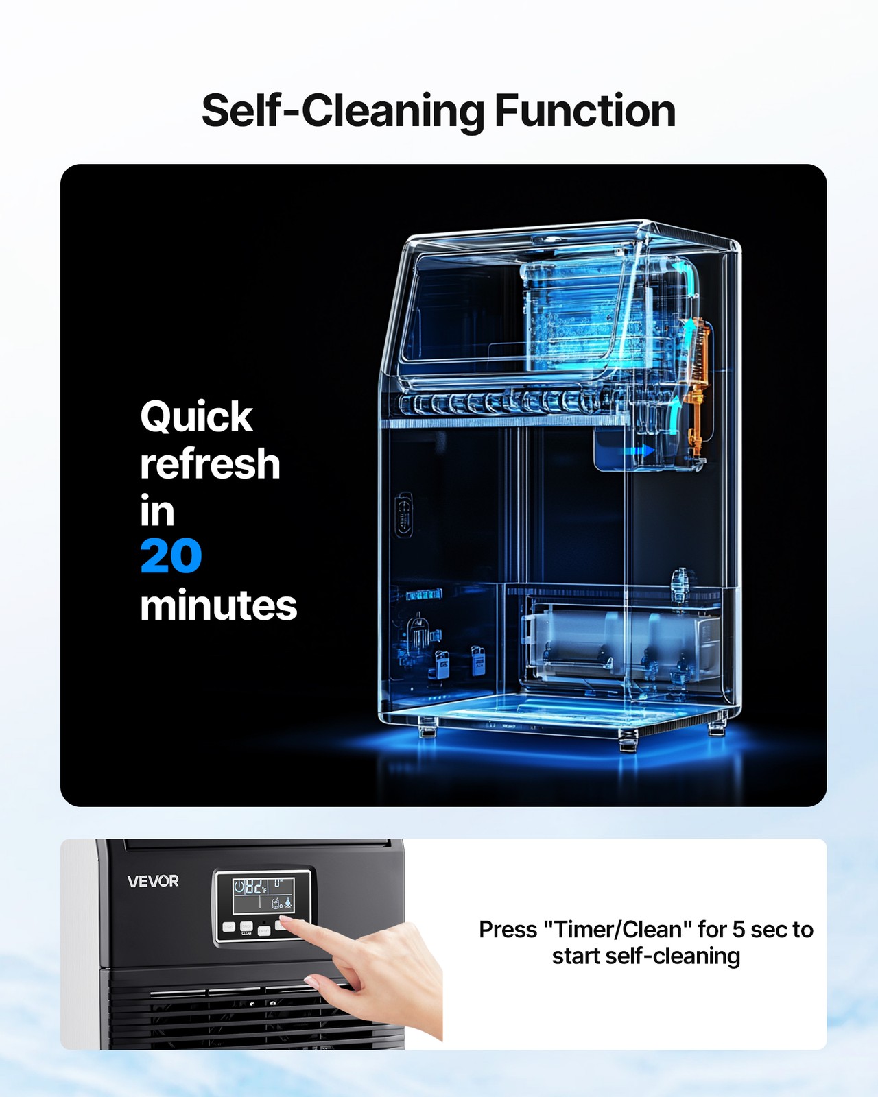 VEVOR Commercial Ice Maker 80lbs/24h Ice Machine 12Lbs Storage Bar Restaurant