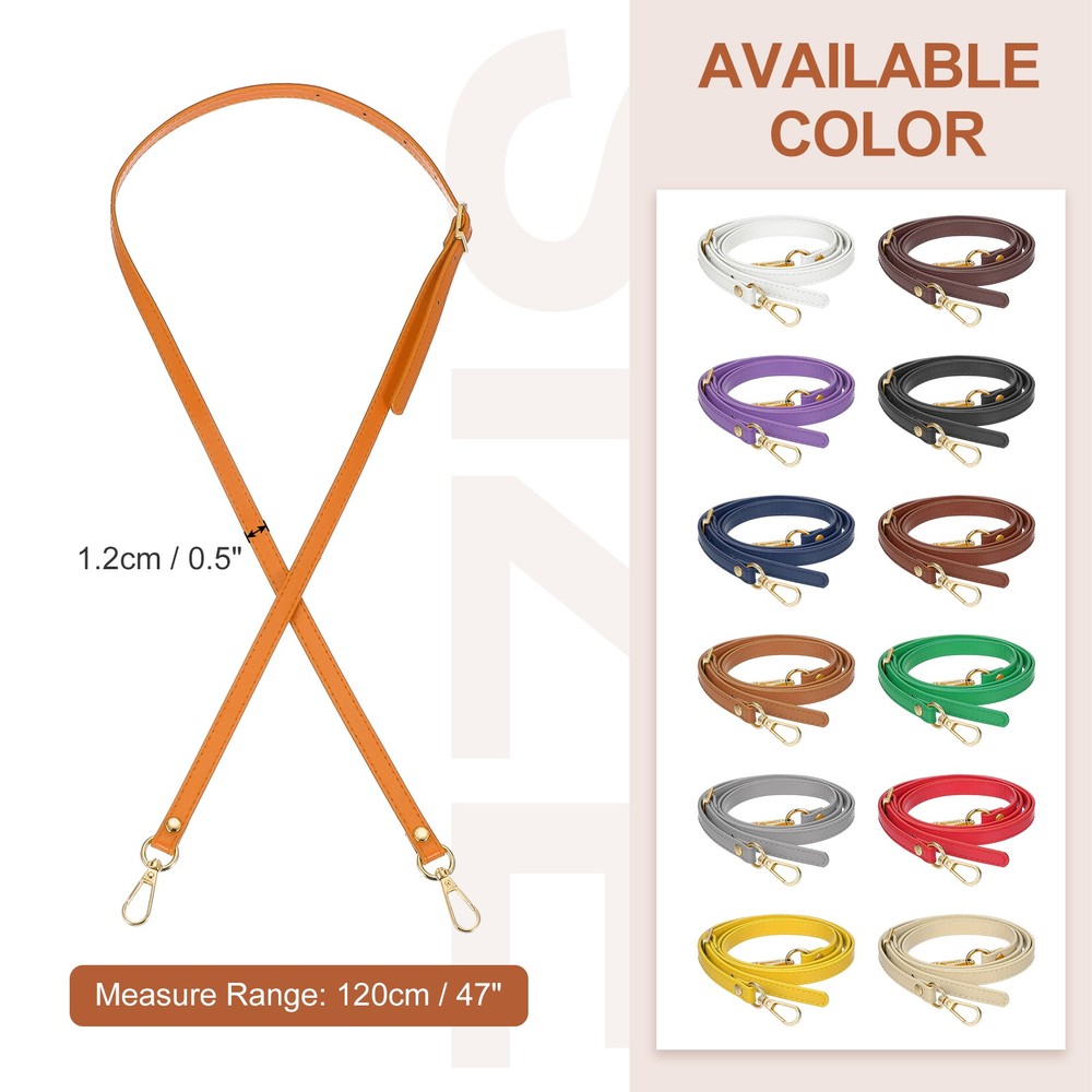 47" Adjustable PU Leather Purse Strap with Gold Hardware Orange