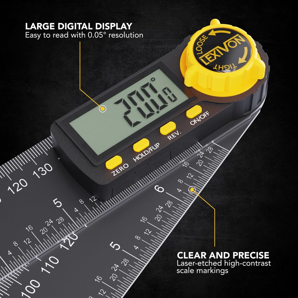 Digital Angle Finder 7 Inch Protractor With High Resolution Lcd Display