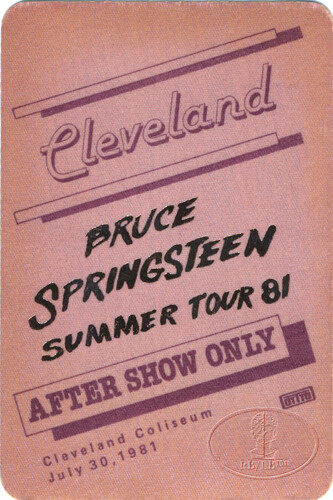 BRUCE SPRINGSTEEN 1981 Backstage Pass Cleveland 7/30