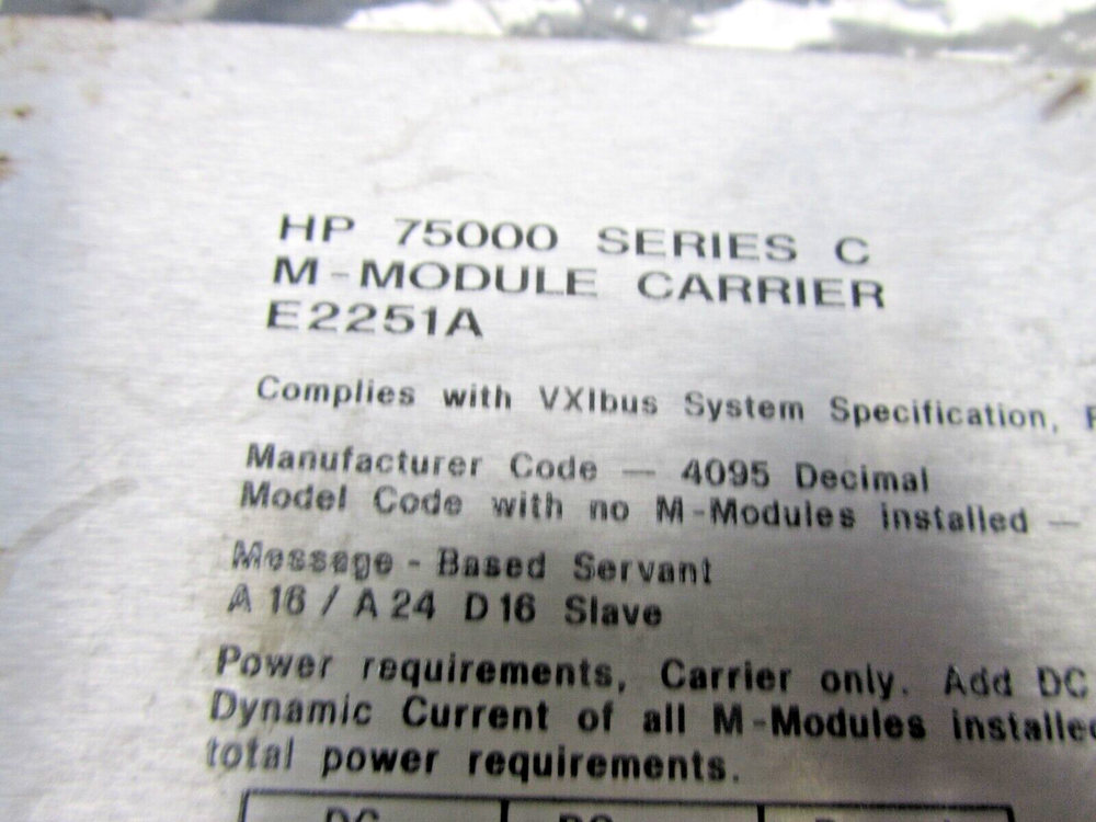 Agilent / HP E2251A M-Module Carrier 75000 Series C