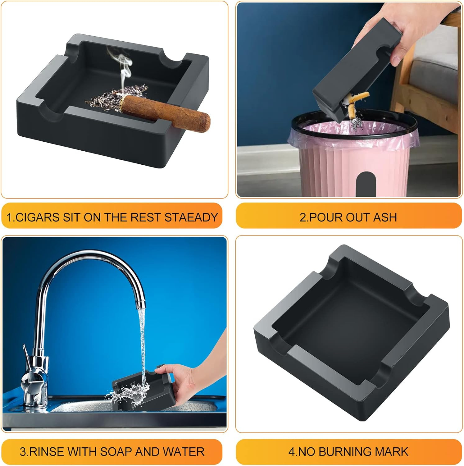 Cigar Ashtray,Silicone Outdoor Ashtray for outside Patio Indoor,Large Cigar Rest