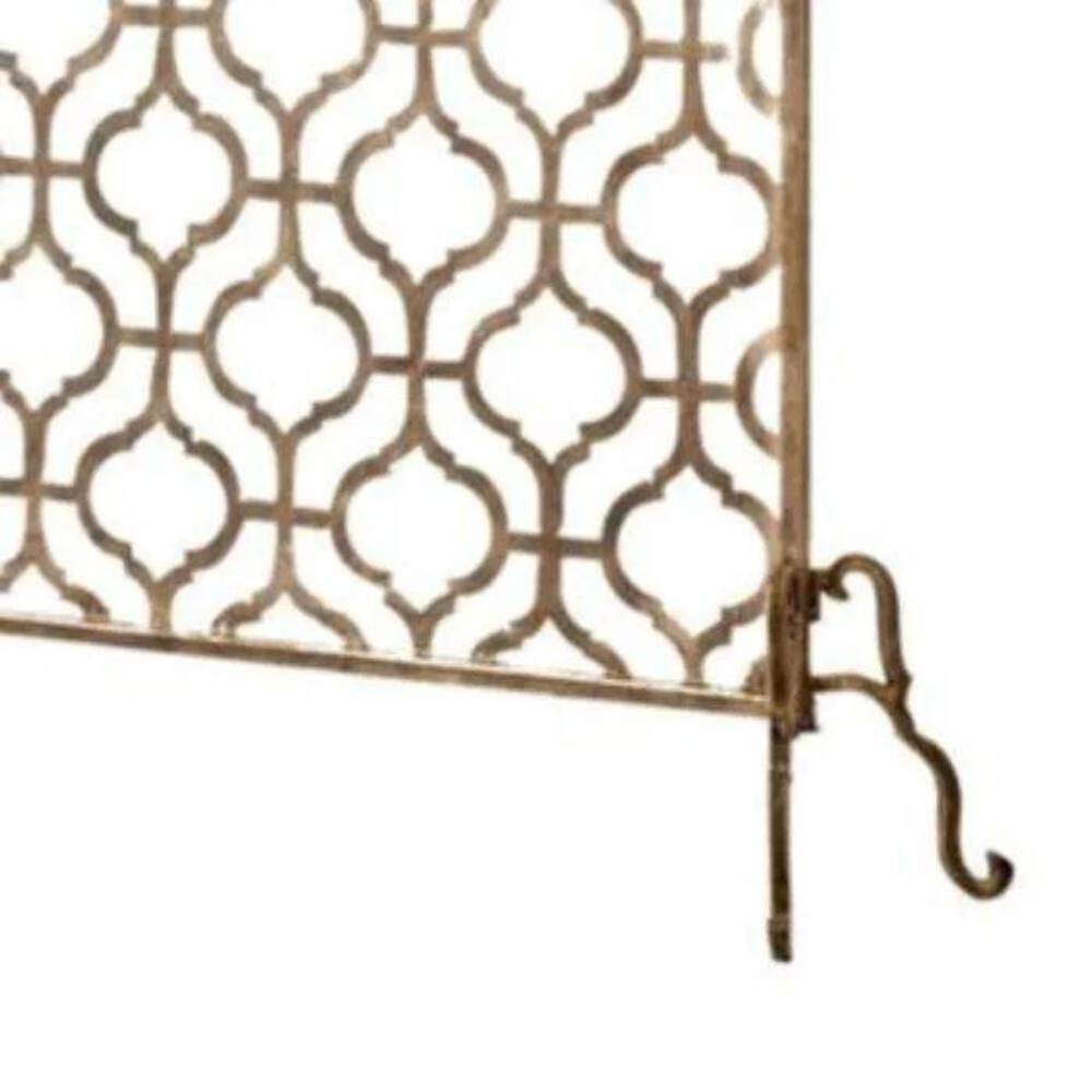 Large Single Panel Fireplace Screen in Light Burnished Gold - Delamere Design