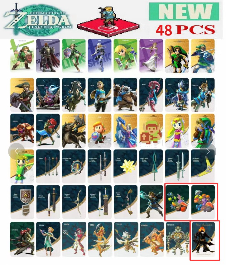 48pcs/set BOTW TOTK Zelda Tears of the Kingdom Mini NFC Cards for Switch 2 Wii U