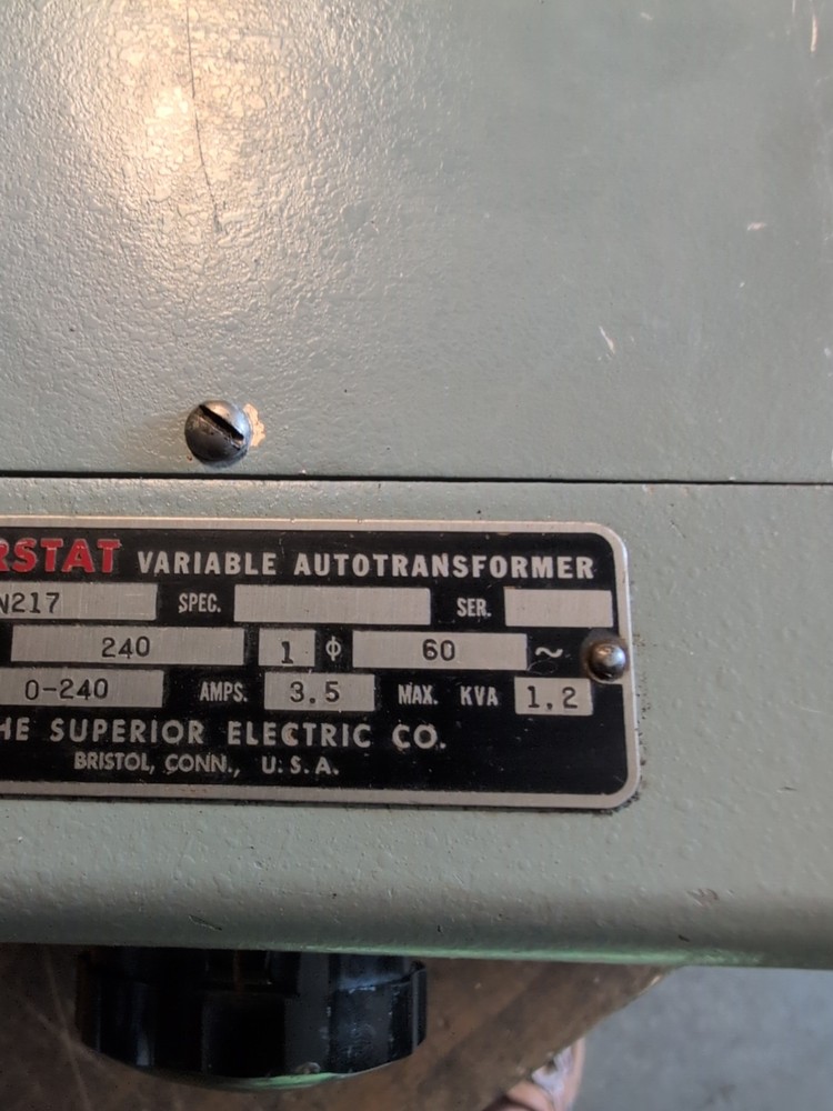 POWERSTAT SUPERIOR EN217 VARIABLE AUTO TRANSFORMER 240V. Serviced.