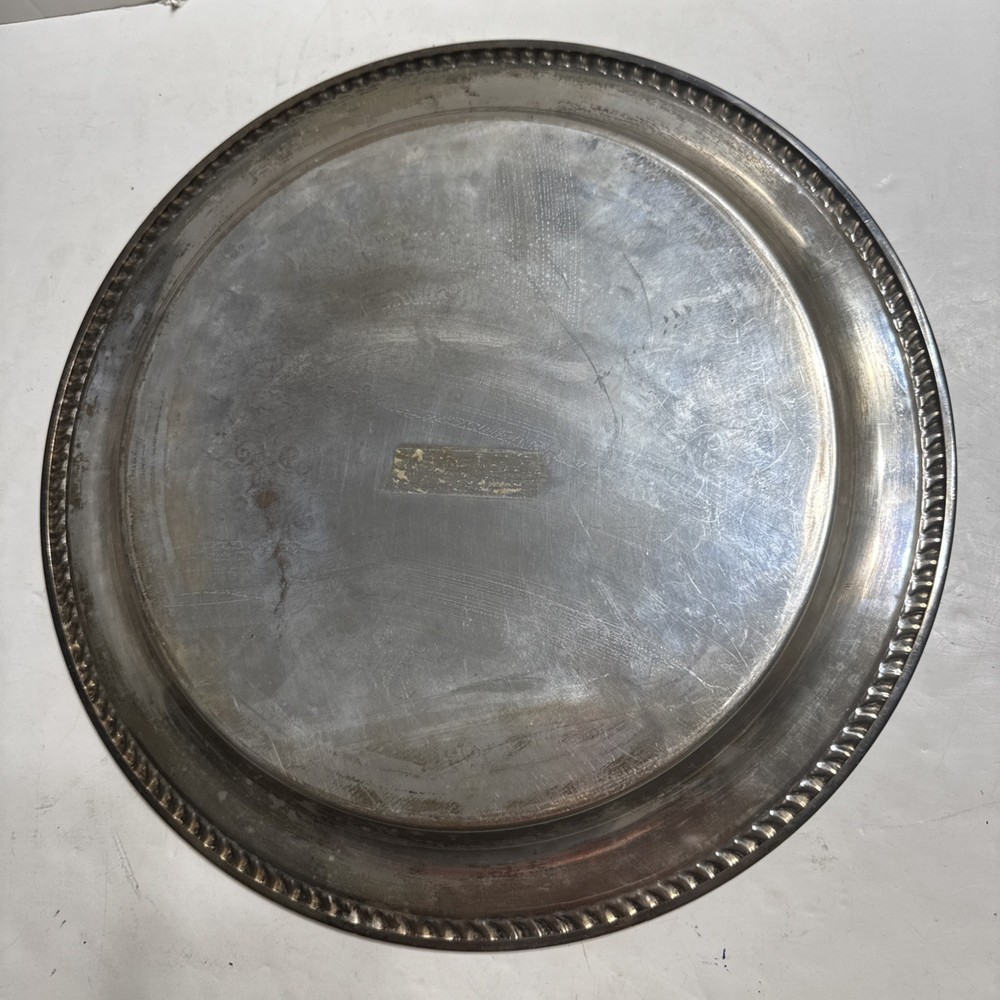 Vintage Silver Plate Serving Tray Floral Pattern 15”