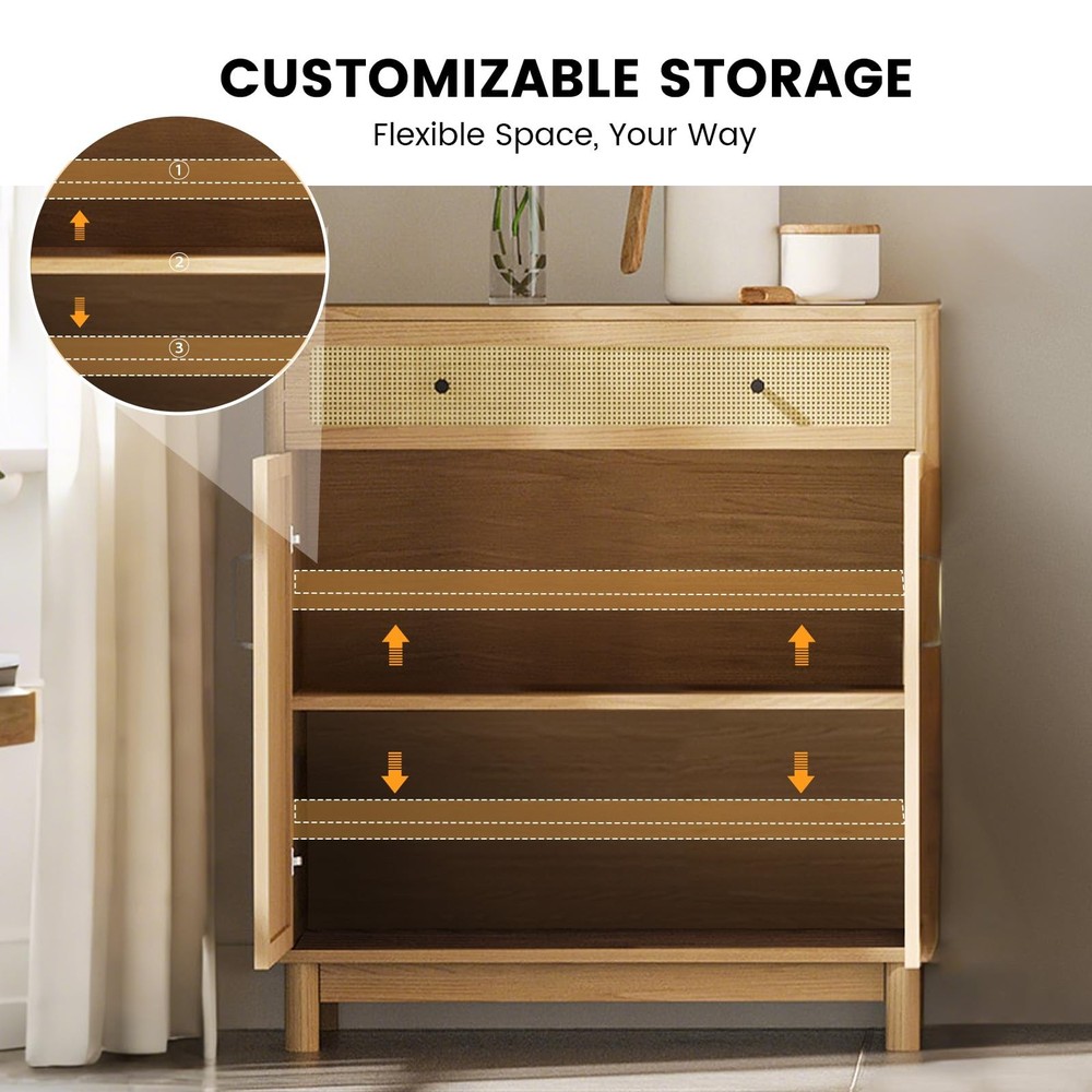 Sideboard Buffet Cabinet with Storage, Modern Wood Versatile Coffee Bar Conso...