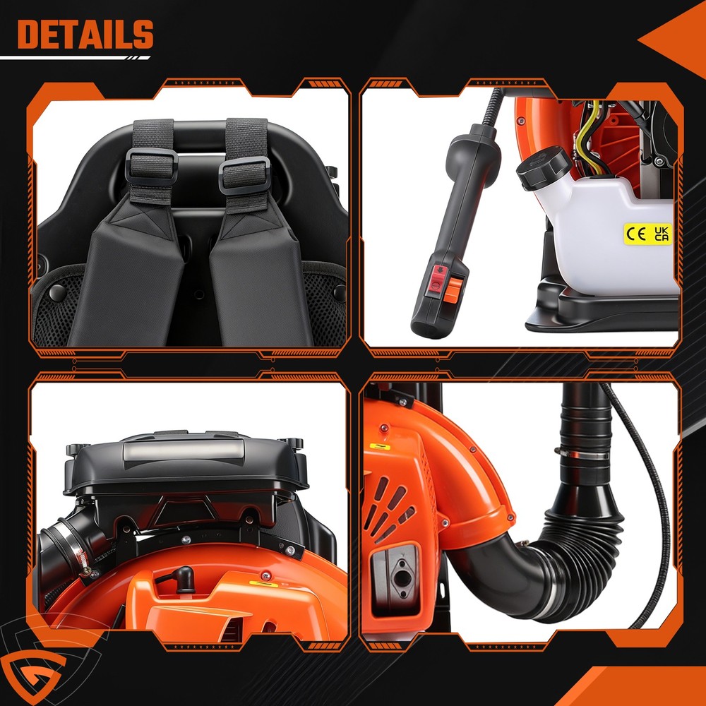 Commercial Leaf Blower Snow Blower Backpack 63CC 2-Stroke Gas Powered Engine US