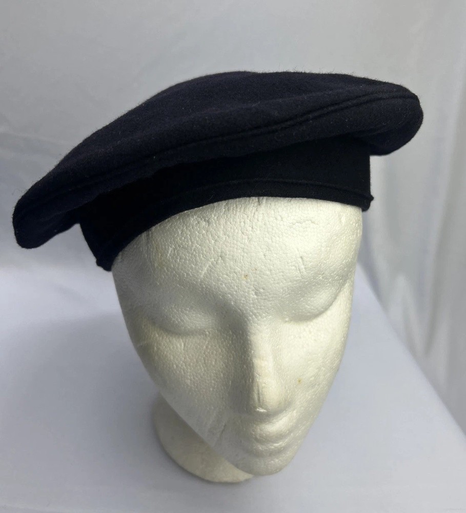 Vintage U.S. Navy Dress Cap Dark Blue Flat Wool Uniform Hat