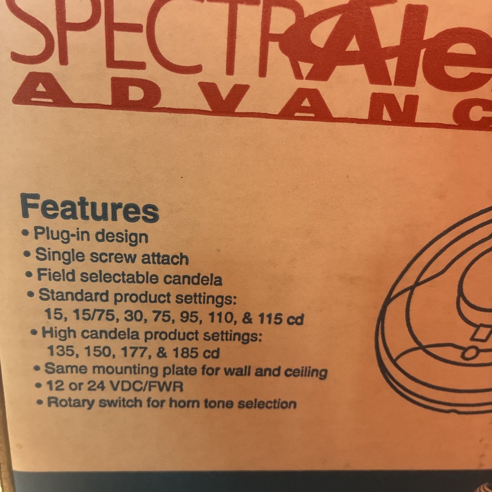 SYSTEM SENSOR PC2R SPECTRALERT RED CEILING MOUNT HORN/STROBE - 6 AVAIL. - NEW