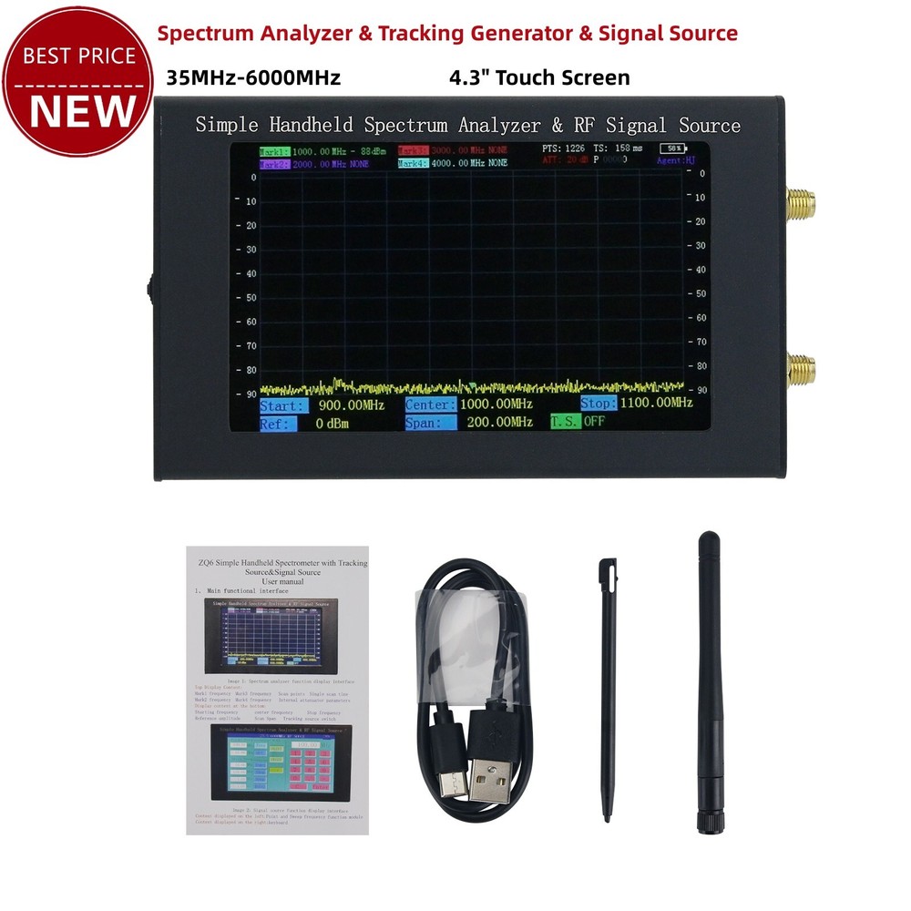 ZQ6 6G Simple Spectrum Analyzer Tracking Generator Signal Source 4.3 Touch