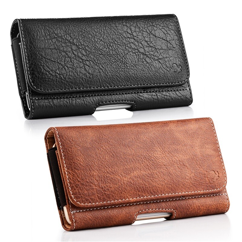 Universal Horizontal Large Leather Pouch Phone Case for iPhone Galaxy Huawei