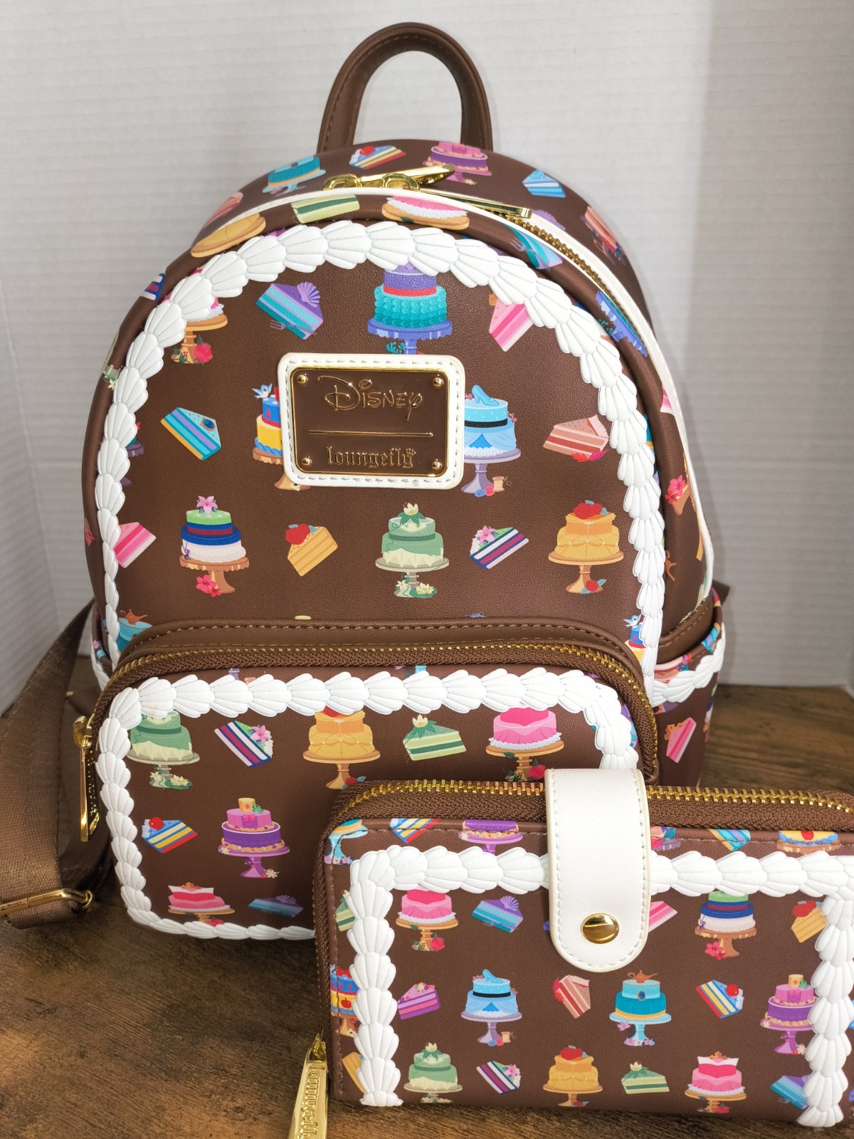 Loungefly Disney  Princess Birthday Cakes Print Mini Backpack & Wallet Set