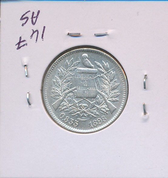 GUATEMALA - 1898 - 2 REALES SILVER - #3382