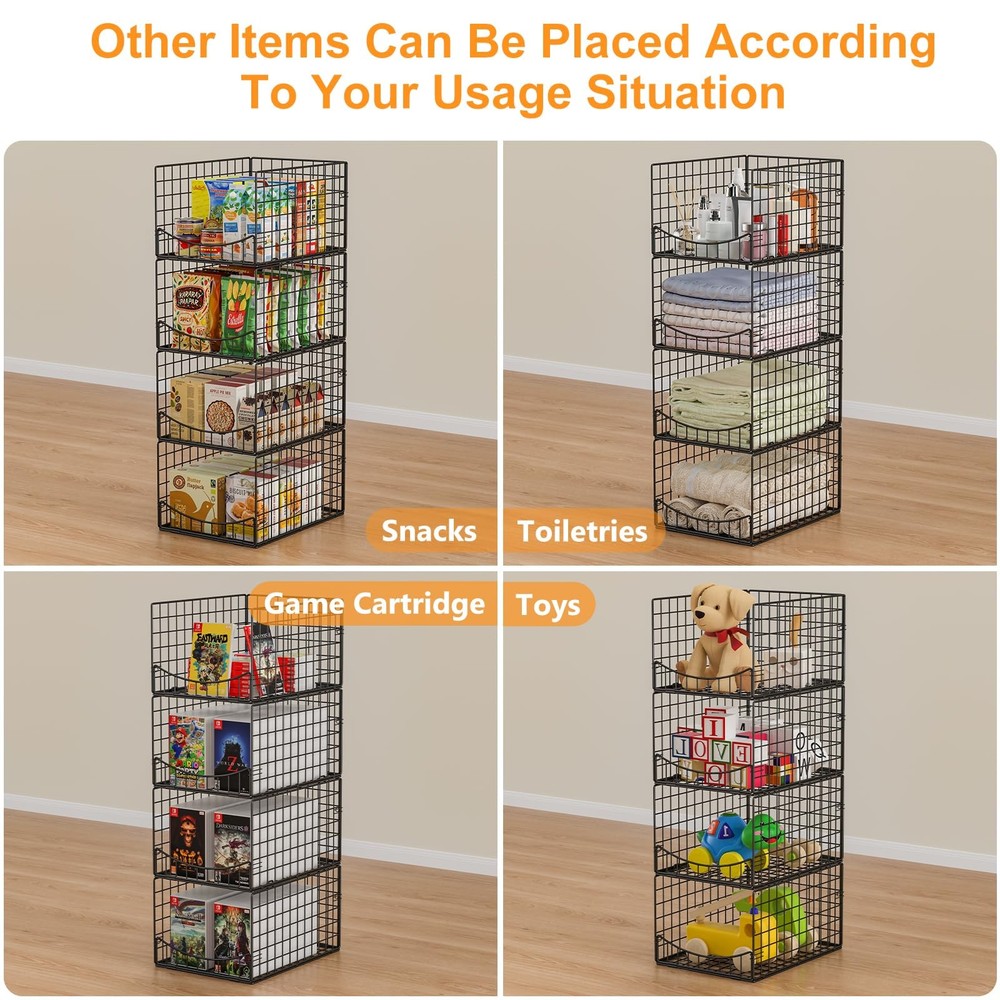 Hongtamoya 4-Tier Stackable Closet 15.9"D x 12"W x 35.3"H | Stackable, Black
