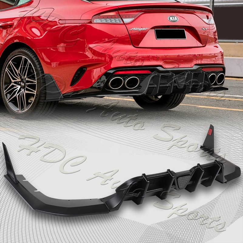 For 2018-2021 Kia Stinger Rear Bumper Diffuser Spoiler Lip W / Smoke LED Light