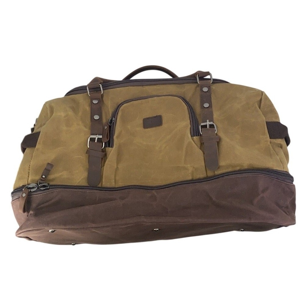 Nerlion Weekender Overnight Bag Canvas & Leather Duffel Bag