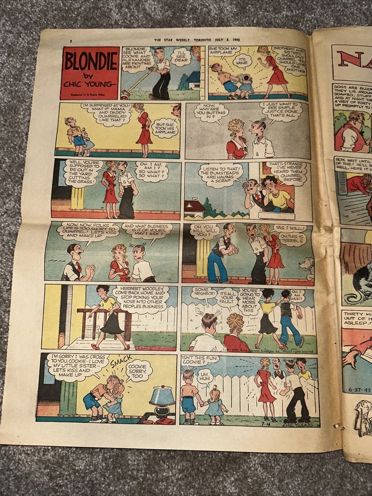 1943 star weekly comic section