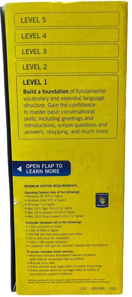 Rosetta Stone Spanish Espanol (Latin America) Level 1 Version 4 with Code SEALED