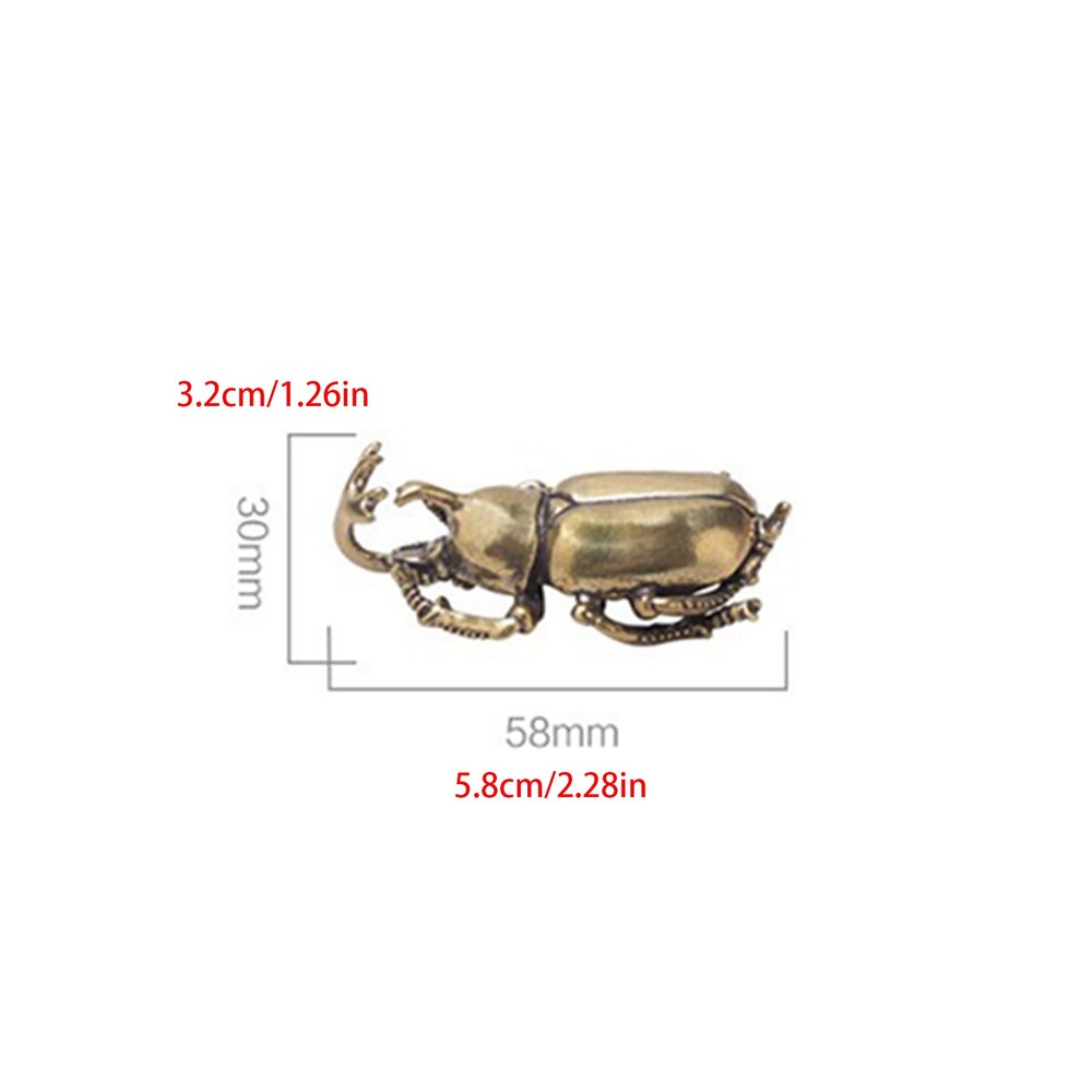 3 IN 1 Solid Brass Beetle Ornaments Simulation Insects Figurines Miniatures Bugs