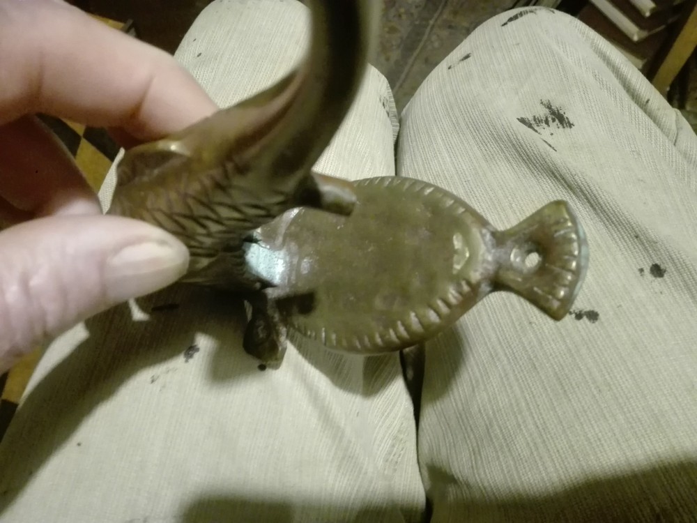 RARE - Antique Front Door Knocker BRASS FISH