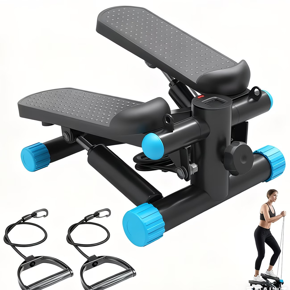 Mini Exercise Stepper with Resistance Bands - Compact Stair Stepper Machine for