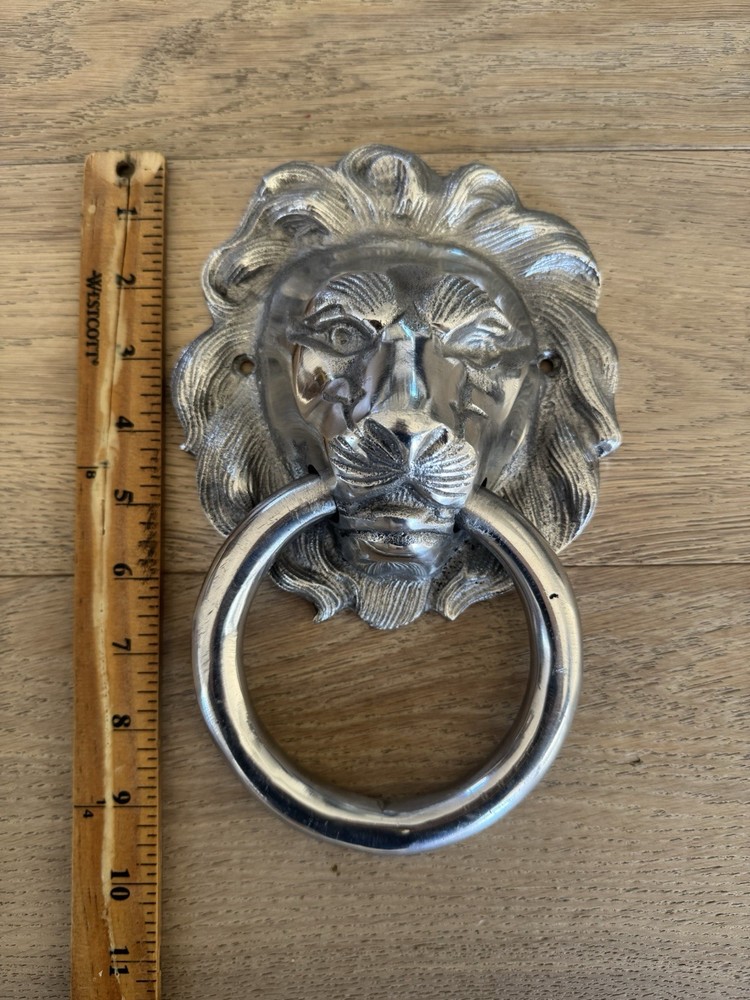 Lion Head Door Knocker – Silver Finish