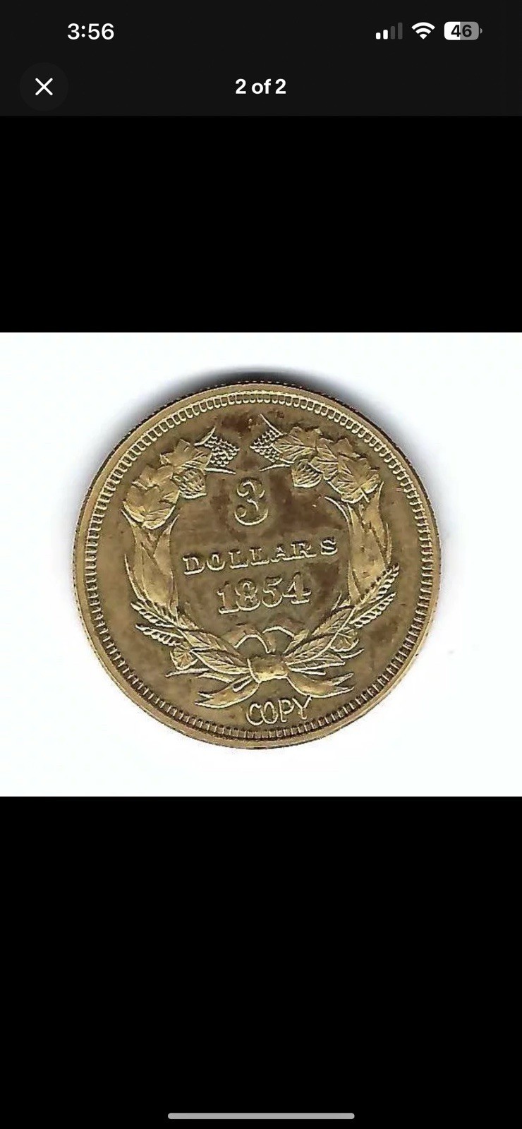 $3 Dollar Indian Princess Head Gold 24kt 1854 COIN TREASURE 24KT Plated