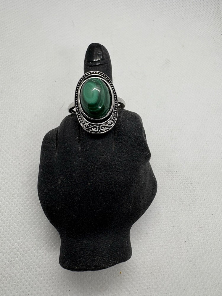 Malachite Adjustable Alloy Ring