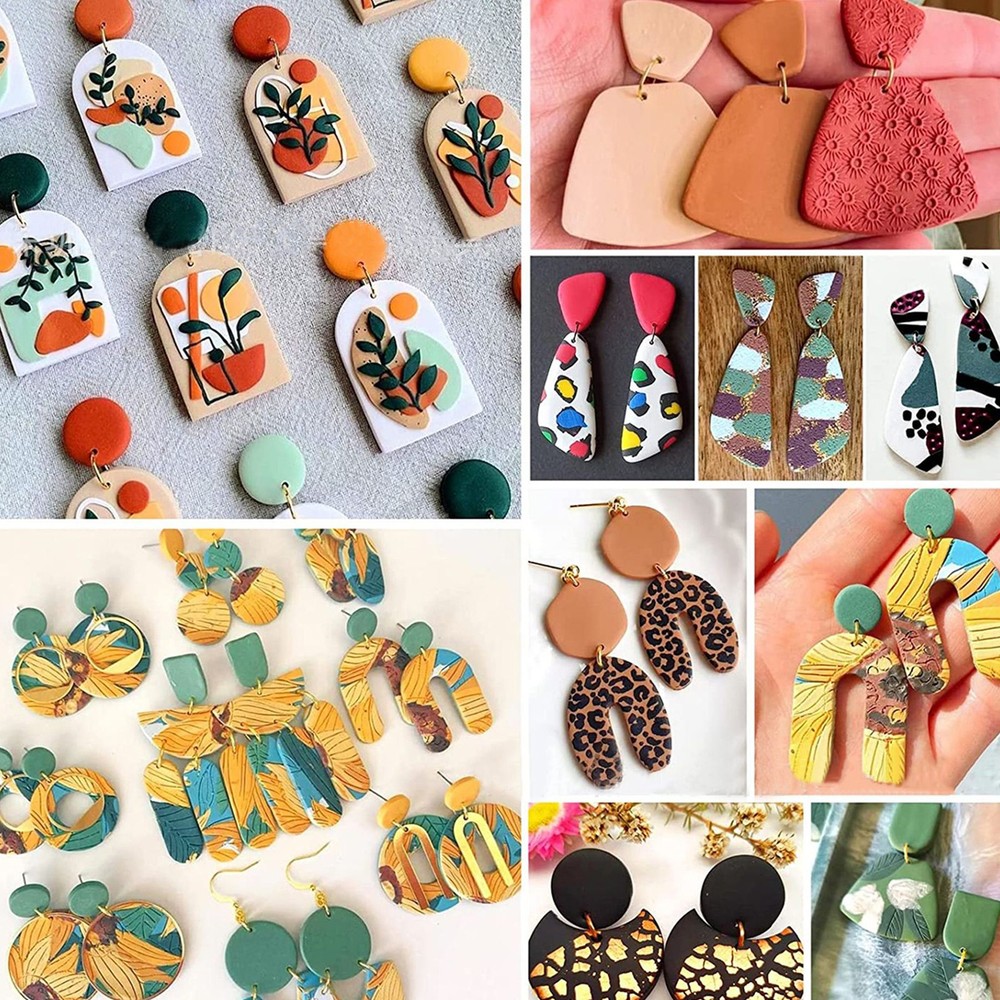 21Pcs Clay Earring Cutters Polymer Clay Tool DIY Ceramic Craft Cutting Mold C