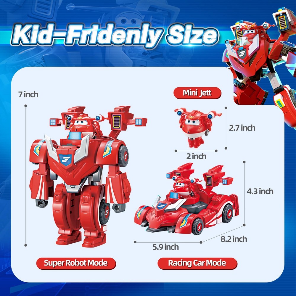 Super Wings Transformable 7 Inches (Main Figure), 2 (Mini Red