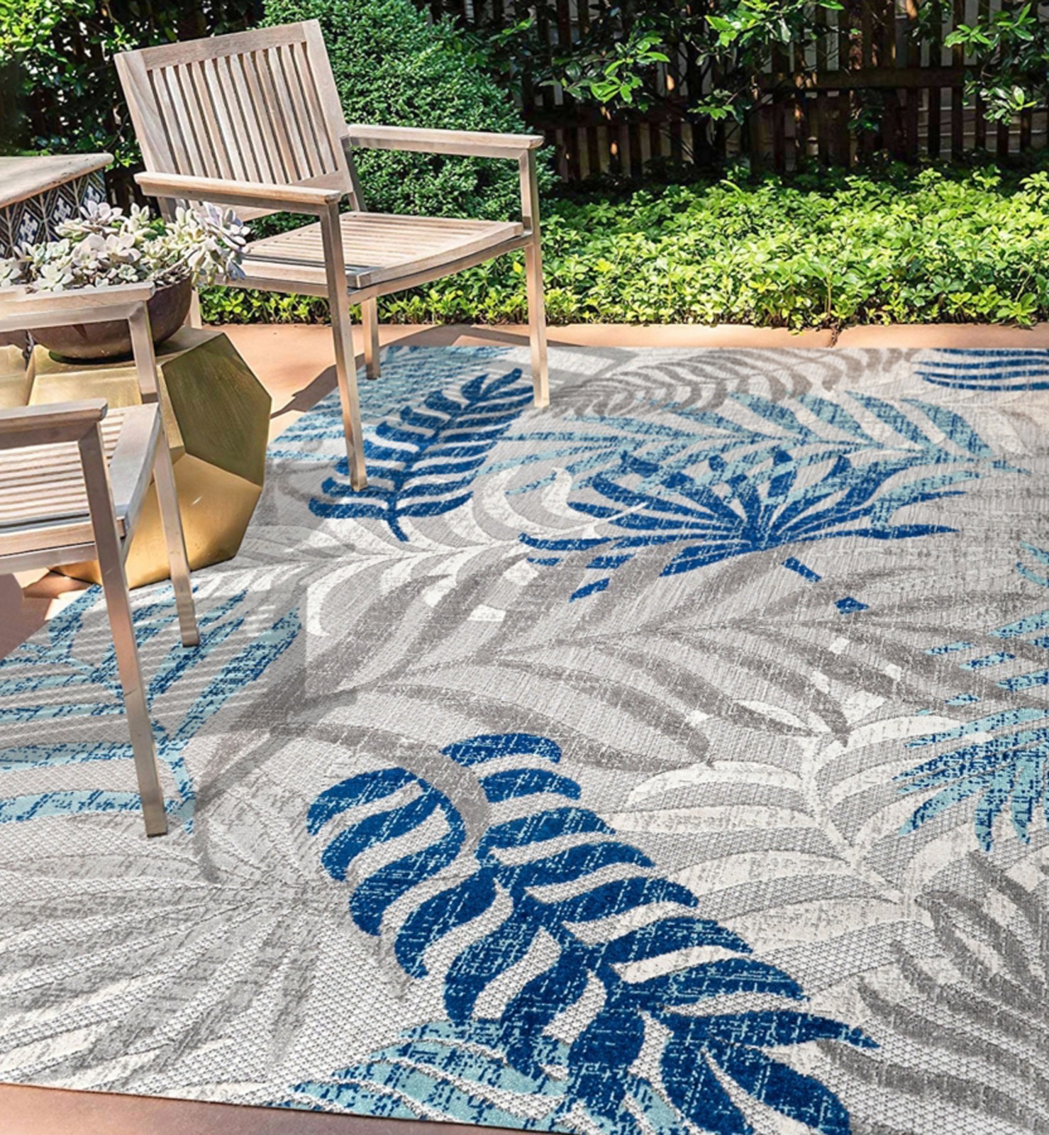 Jonathan Y Tropics Palm Leaves 5'x8' Indoor Outdoor Area Rug Patio Deck