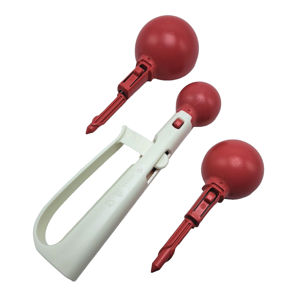 Tupperware Portioning Scoop Set Kitchen Tool 3 Portion Sizes Red