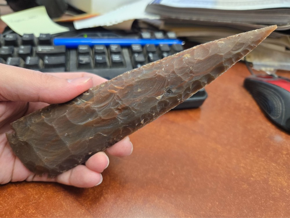AGATE STONE SPEARHEAD ARROWHEAD POINT MEDIEVAL 7" - 7 1/2" #T-2091E