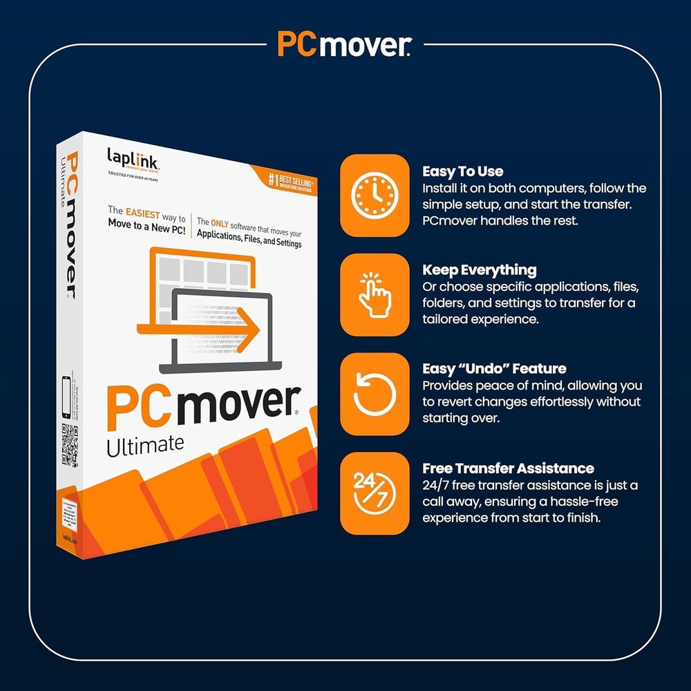 PCmover Ultimate 11 Software 2 Licenses - Seamless PC Upgrade, Easy Transfer