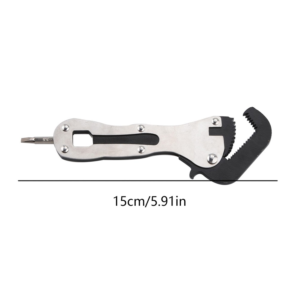 Micro Adjustable Wrench Self Adjusting Stainless Steel Tool Compact Silver