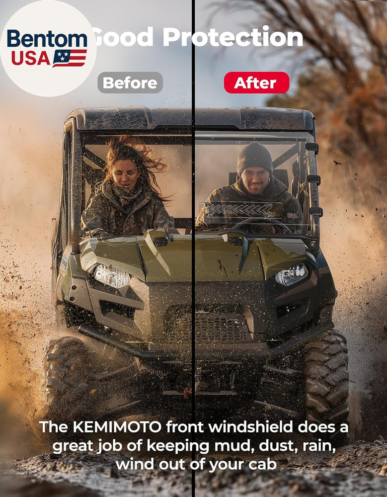 Front Vented Windshield Compatible with Ranger 800 / XP 800 / Crew 2010-2016, Ra