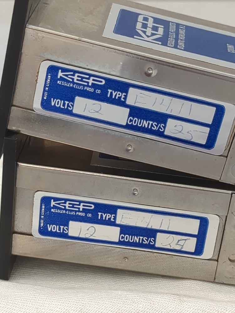 2x KEP E14.11 Kessler Ellis Products Timer Meter Counters 12v 25 Counts/Sec.